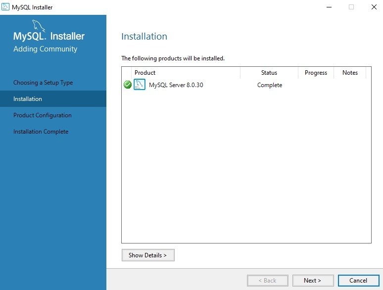 Installation MySQL - MySQL installé