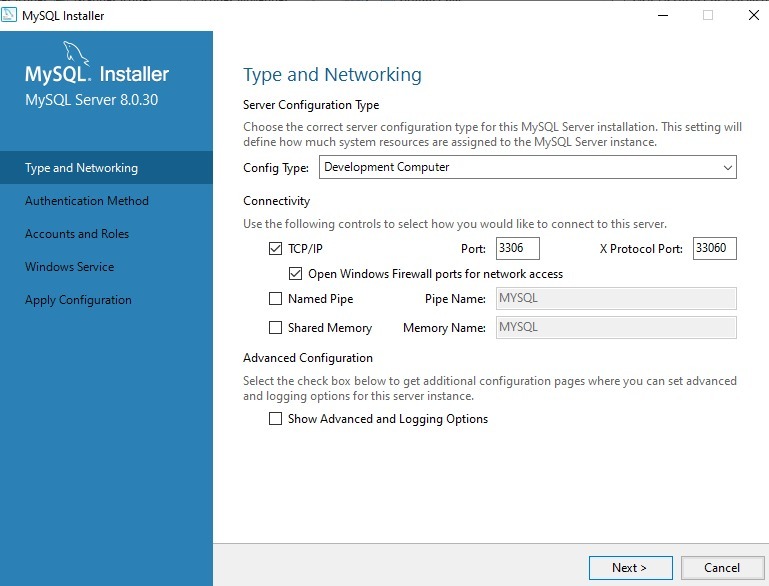 Installation MySQL - Configuration