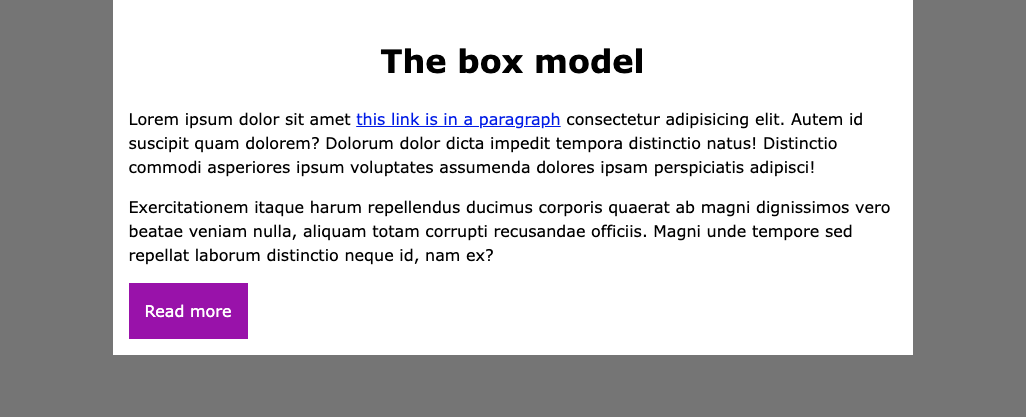 Box model challenge center