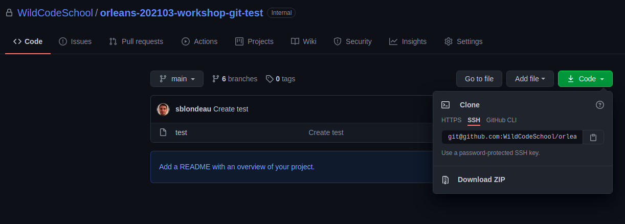 where to find ssh url in GitHub